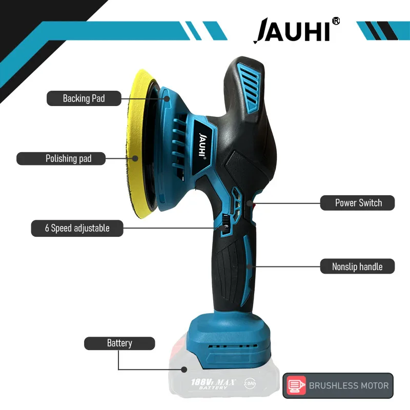 Cordless Car Polisher 6 Gears Electric Polisher Wireless Automobile Car Polishing Sealing Glaze Machine For Makita 18v Battery