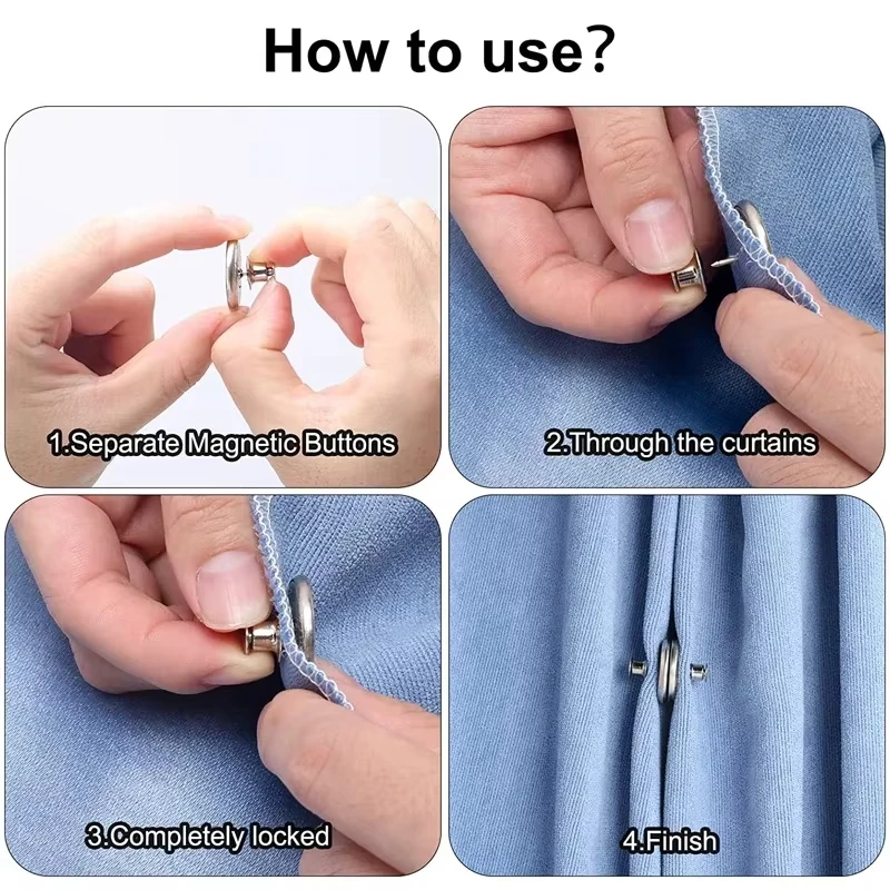Curtain Magnetic Suction Closure Buckle Nail Free Magnetic Buckle Door Curtain Gap Strong Magnet Pair Suction Buckle Clip Holder - view 5