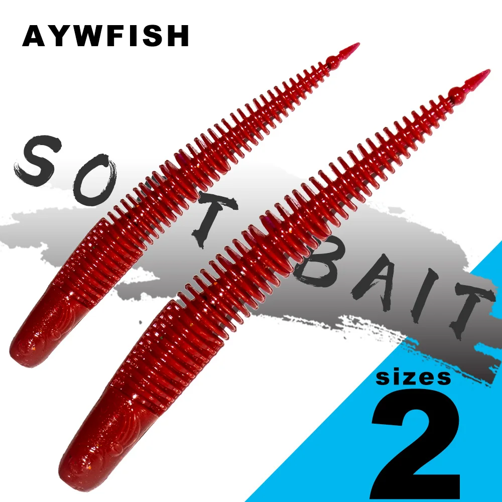 AYWFISH 10szt Silikonowa przynęta słodkowodna 5.9CM 0.9G / 7.8CM 1.9G Miękka plastikowa przynęta na robaki Wobbler do łowienia okoni