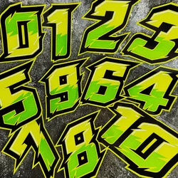 Green Number 012345678910 Motorcycle Stickers for Motorbike Helmet Fuel Tank Fairing Sport Style Vinyl Decals 0 To 9 Decoration