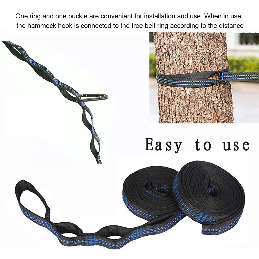 2/1PCS High Bearing Capacity Hammock Straps Breaking Strength Polyester Hammock Belt Rope With Ring Buckle Camping Accessories