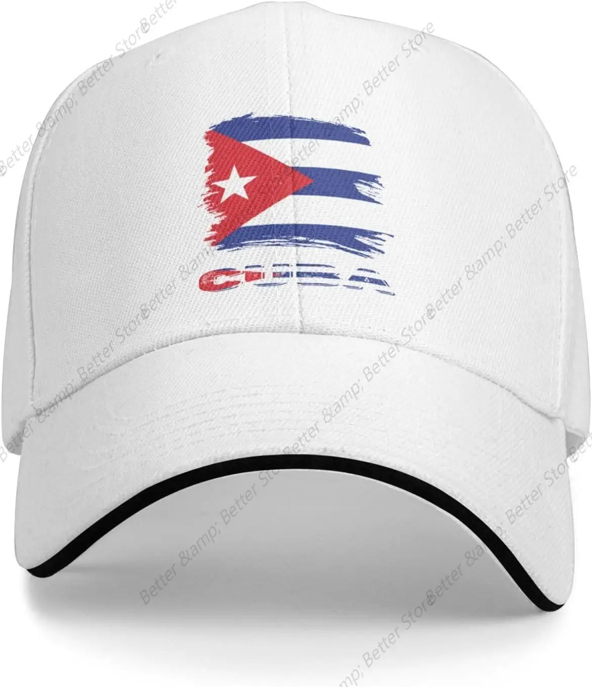 Vintage Cuba Cuban Flag Sandwich Printed Baseball Cap Dad Truck Flat Bill Snapback Brim Sports Hip Hop Hat for Men Women