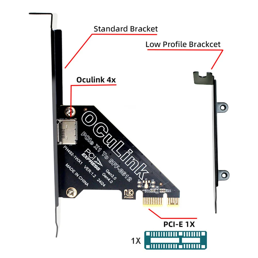 

PCI-Express 4.0 PCIE 16x Detachable to Four Oculink External VROC Raid0 Adapter for U.2 SSD eGPU External Graphics Card Dock