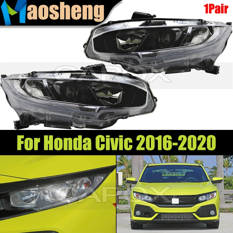 

1Pair US Version Halogen Front Headlight Head Light For Honda Civic 2016 2017 2018 2019 2020 Headlamp Head Lamp Driver Light