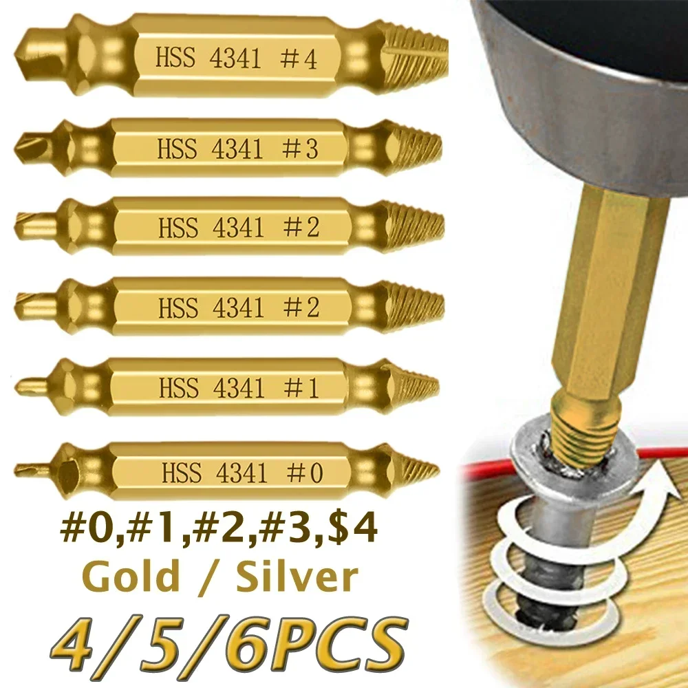 Danificado Screw Extractor Broca Set, Broken Speed Out Bolt, Ferramenta Removedor de Parafuso Prisioneiro, Demolição, 6Pcs