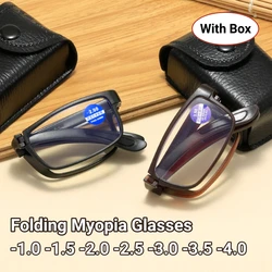 2024 Foldable Ultra Light TR90 Myopia Glasses Fashionable Unisex Portable Eyewear with Box Men Women Finished Myopia Glasses