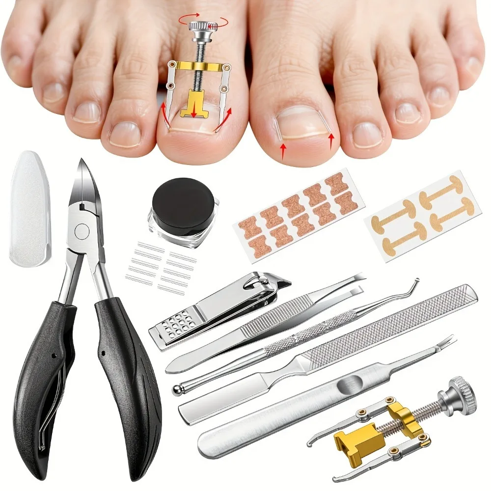 129-teiliges Professionelles Nagel-Einbettungs-Werkzeugset für Manuelle Nagelarbeiten, Inklusive Nagel-Einbettungszange, Nagelheber, Nagelhautschere