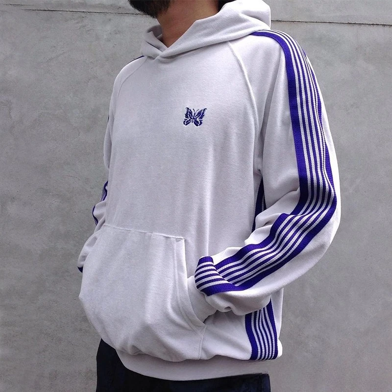 

Needles Track Butterfly Vintage Webbing Velvet Sweatshirt Japanese Tide Autumn and Winter Men and Women Hoodie Jacket