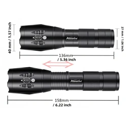 Linterna táctica LED USB recargable con luz roja verde azul
