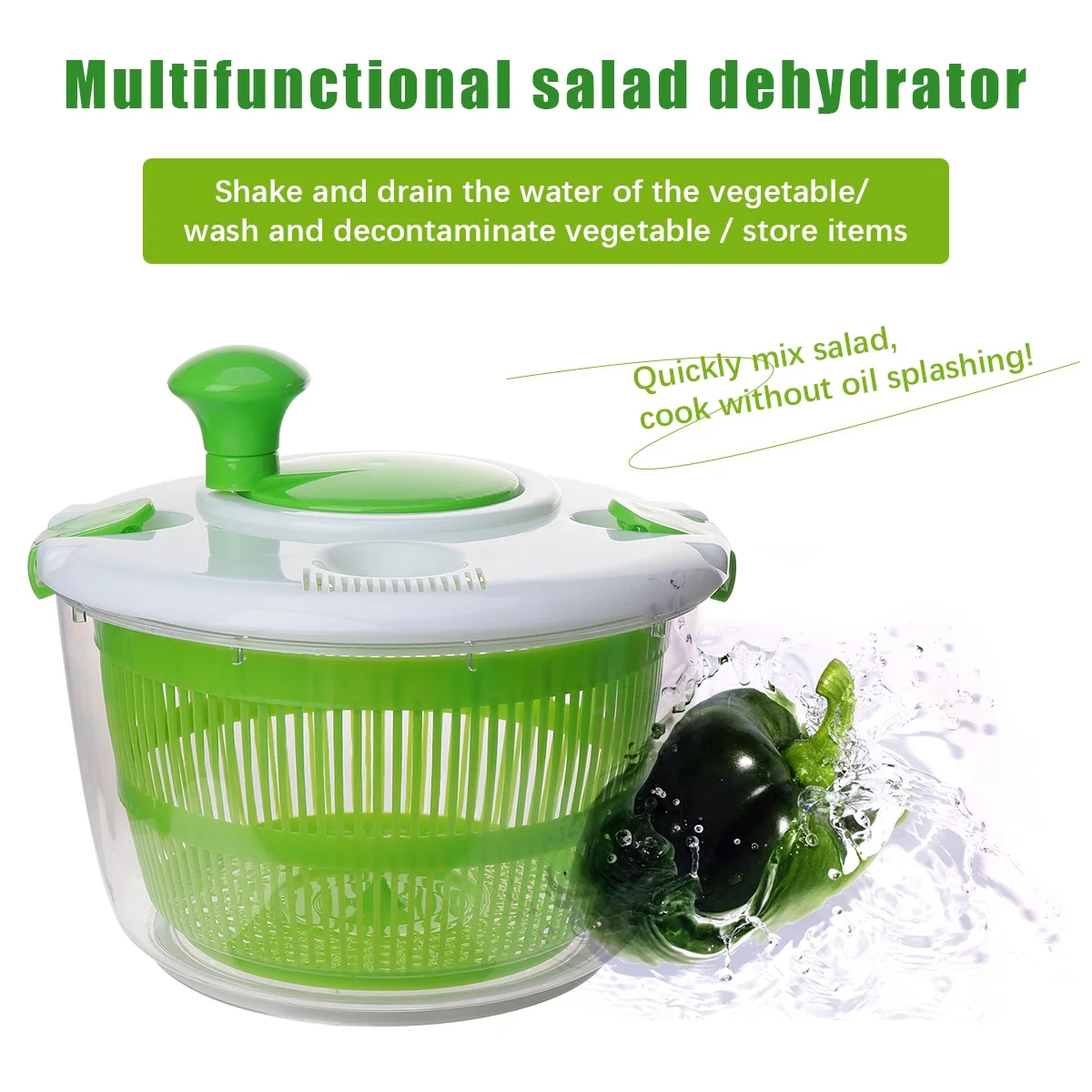 

Vegetable Dehydrator Salad Spinner Fruit Dryer Plastic Easy Clean Kitchen Gadget Manual Strainer Wash Drain Basket
