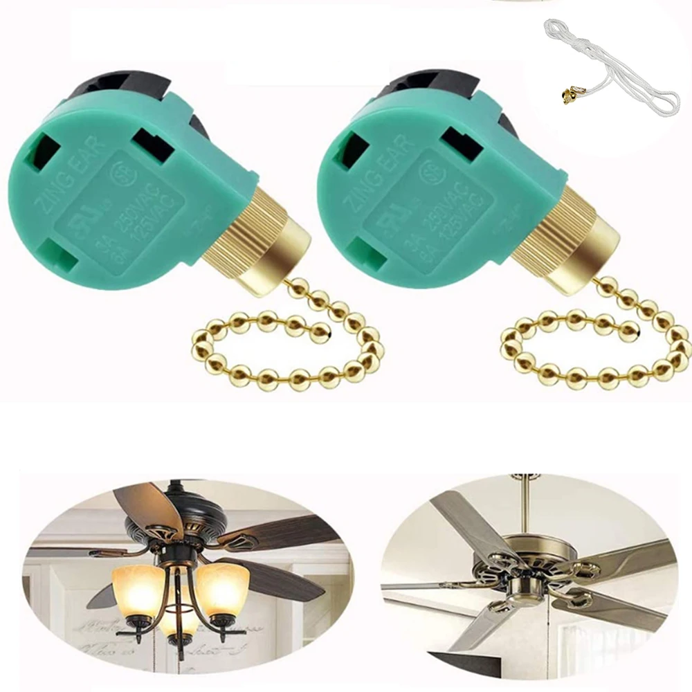 Ceiling Fan Switch 3 Speed 4 Wire ZE-268S6 Fan Pull Chain Switch Replacement Speed Control Switch Chandelier Switch 1pc