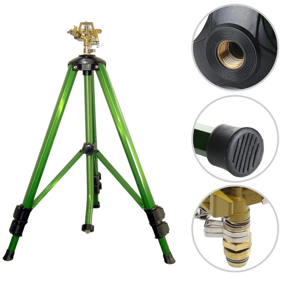 Adjustable Garden Sprinkler with Heavy Duty Tripod and Rubber Filter Compatible with Standard 34 Inch Garden Hoses
