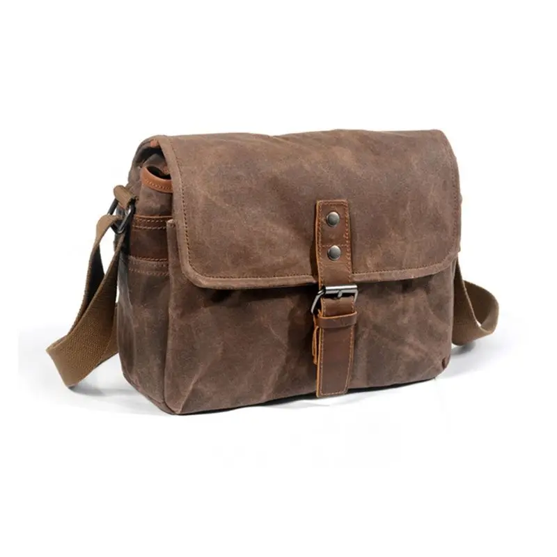Waterproof Camera Bag Vintage Waxed Canvas Shoulder Messenger For DSLR Cameras Outdoor Travel Photography Case