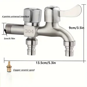 Double water expansion tap for washing machine, mop pool tap, outdoor garden, 1pc, 1pc 8 Main Sales Laundry Tap - №5
