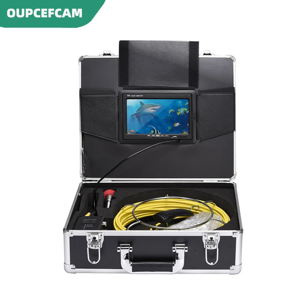 

23mm Camera 512hz Transmitter Built-in 7 Inch Monitor Industrial Sewer Drain Pipe Inspection Endoscope 5mm Fiberglass Cable