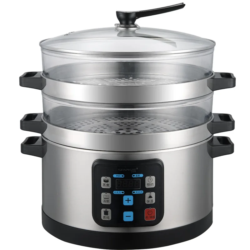Commercial transparent electric steamer Multifunctional multi-layer stainless steel electric steamer Can be reserved