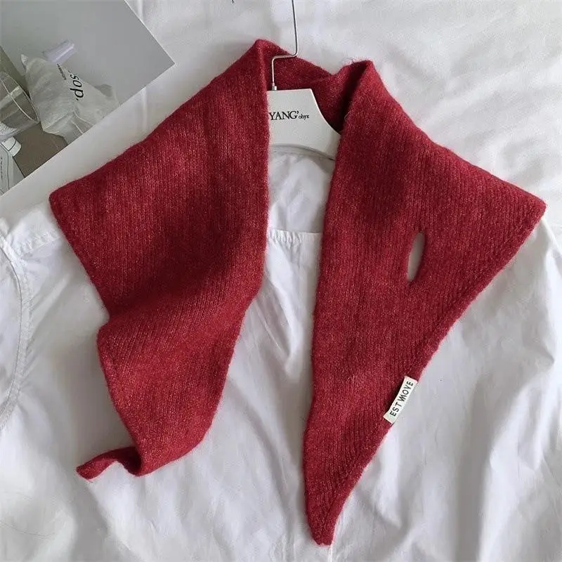 Einfarbig Dreieckstuch Frauen Koreanische Britische Nische Kleine Schal Dreieck Schal Warme Gestrickte Kopftuch Geschenk Warm Hals