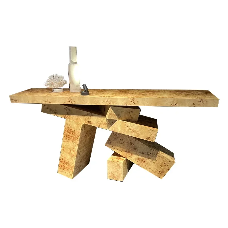 

Tumor bark solid wood strip table hotel foyer entrance table decorative table