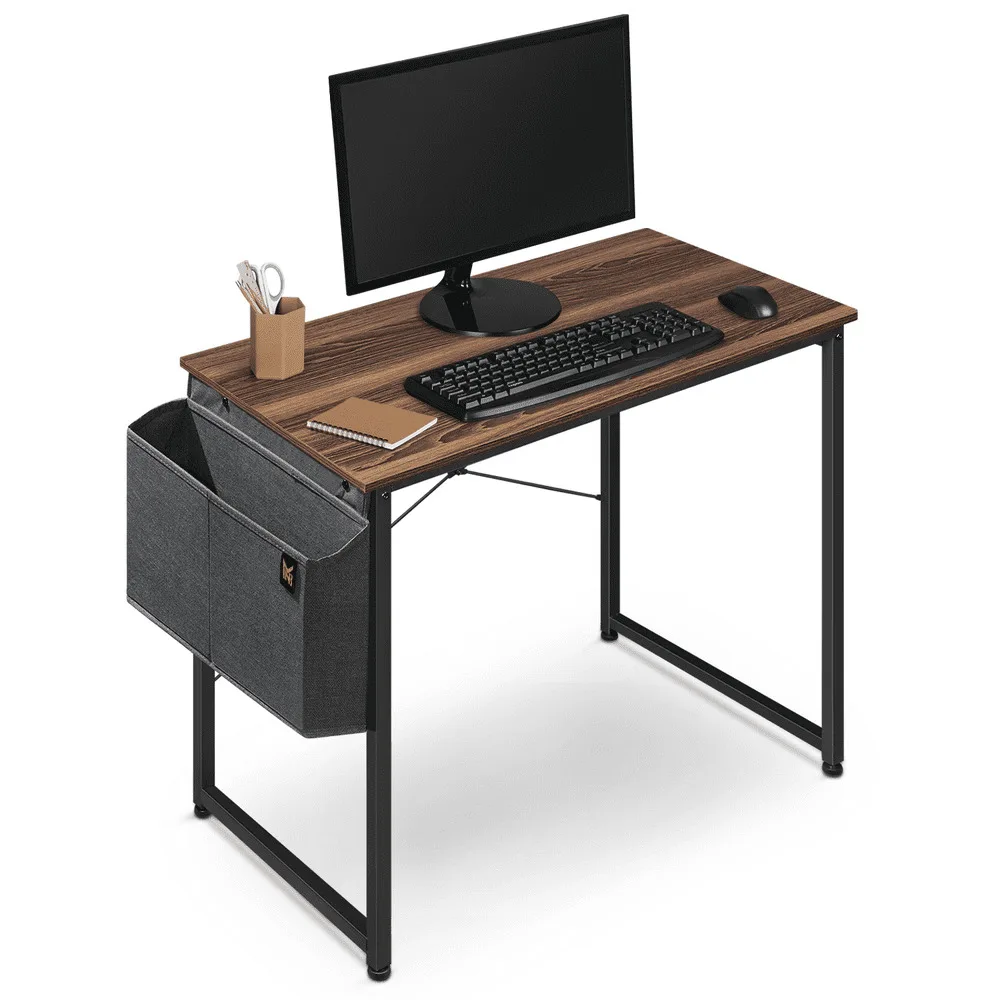 

32"" Computer Writing Desk, Sturdy Home Office Table, Work Desk With Storage Bag, Walnut Color