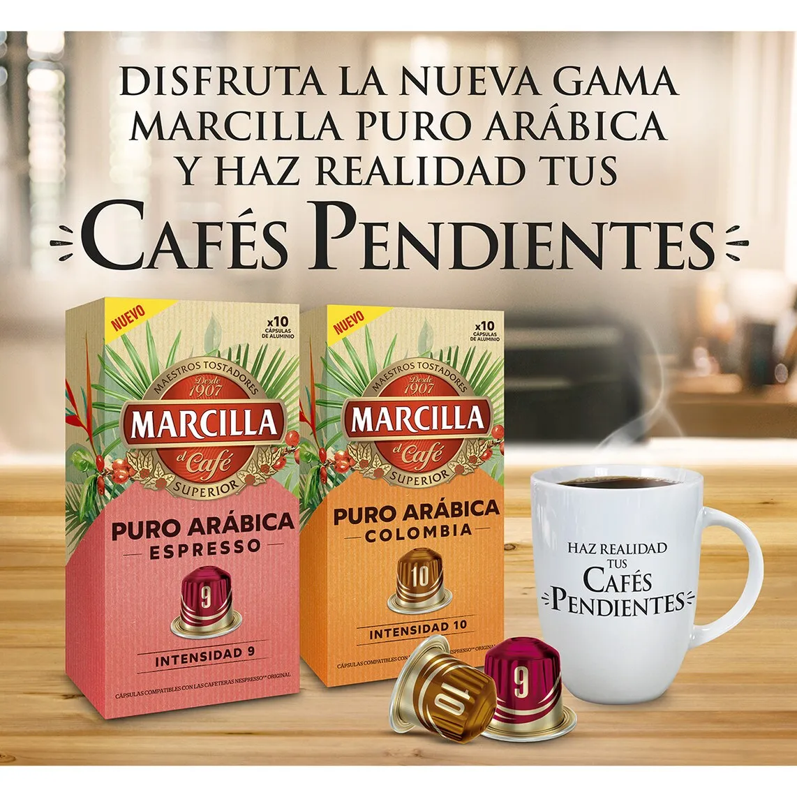 MARCILLA Café puro arábica Colombia intensidad estuche de 10 cápsulas compatibles con máquinas Nespresso -PACK de 5 Estuches