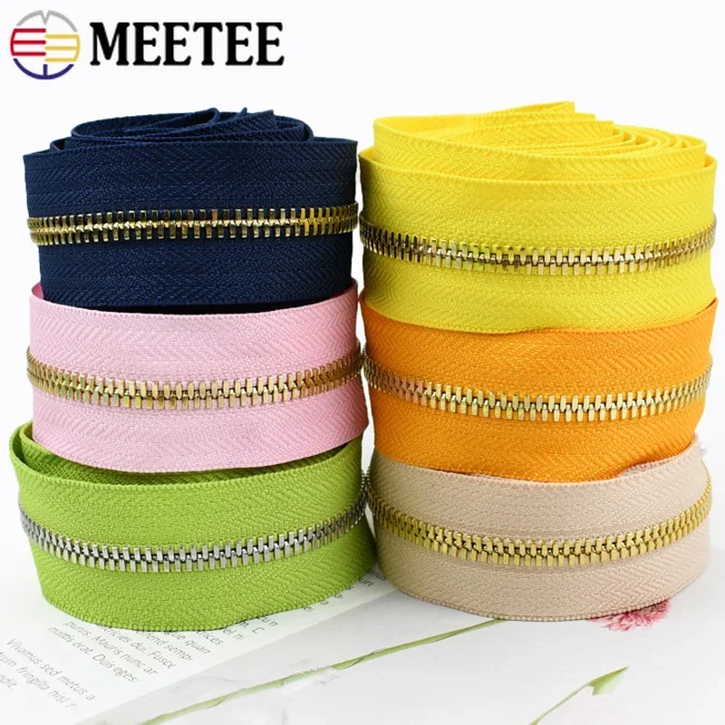 1-5Y 5# Metal Zipper Roll for Sewing Jacket Bag Zips Closure Continuous Zippers Repair Kit Colored Clothing Decorative Zip Tapes