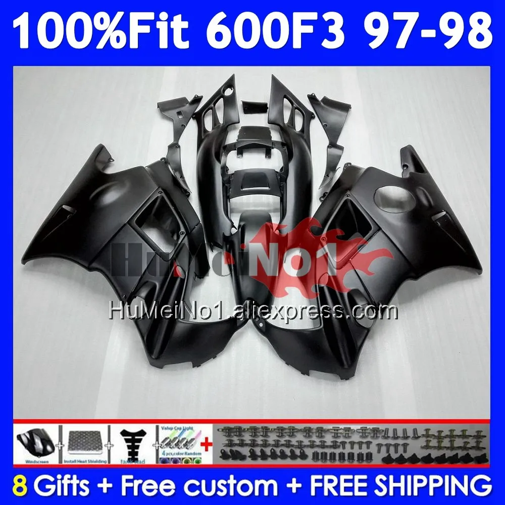 OEM Fairing +Tank For HONDA CBR600 F3 Matte black FS CBR600FS 97 98 39No.5 CBR 600F3 600 F3 CBR600F3 1997 1998 Injection Body