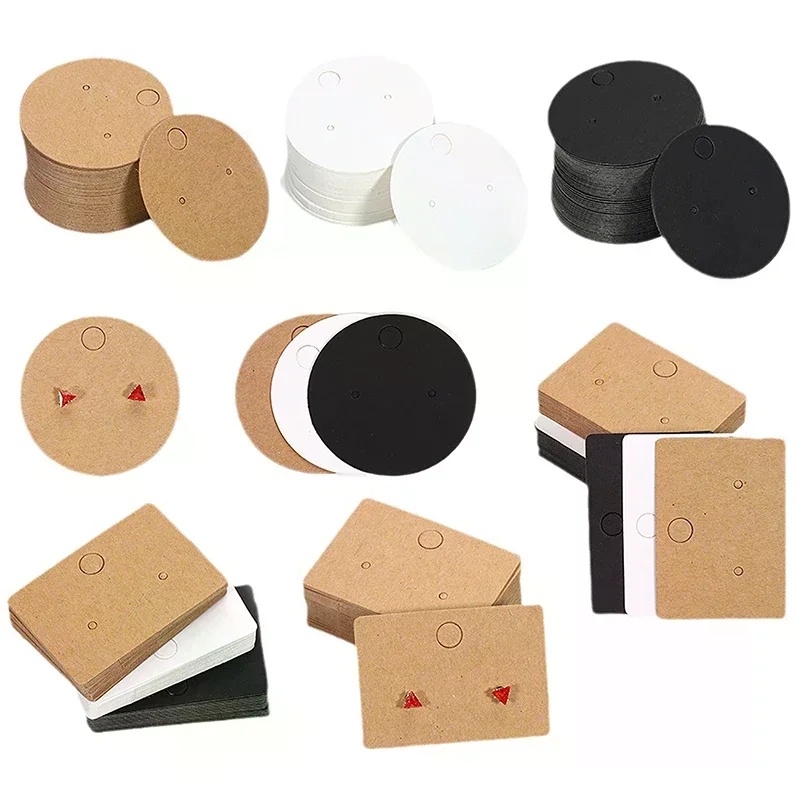 

50pcs Round Cardboard Earring Display Cards Blank Kraft Paper Jewelry Hanging Tags For Earring Ear Studs Selling Packaging