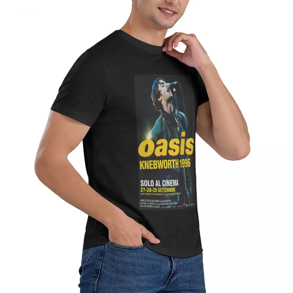 Songs Musical Band Concert Movies Poster Casual 100% Cotton Tees Short Sleeve O-Oasis Band T Shirts Crew Neck Clothes Adult