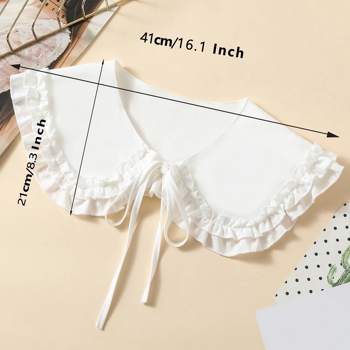 Damen New Wave Edge Dekoration Mode Schal Schoß Schulter abnehmbar vielseitig gefälschter Kragen – Detail 7