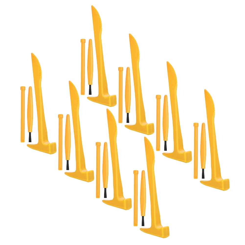 ชุดเครื่องมือขุดสำหรับเด็ก 8 ชุด - เครื่องมือขุดพลาสติกสำหรับชุดขุดหิน - ค้อนเล็ก จอบ แปรง สำหรับเล่นสมมติขุด