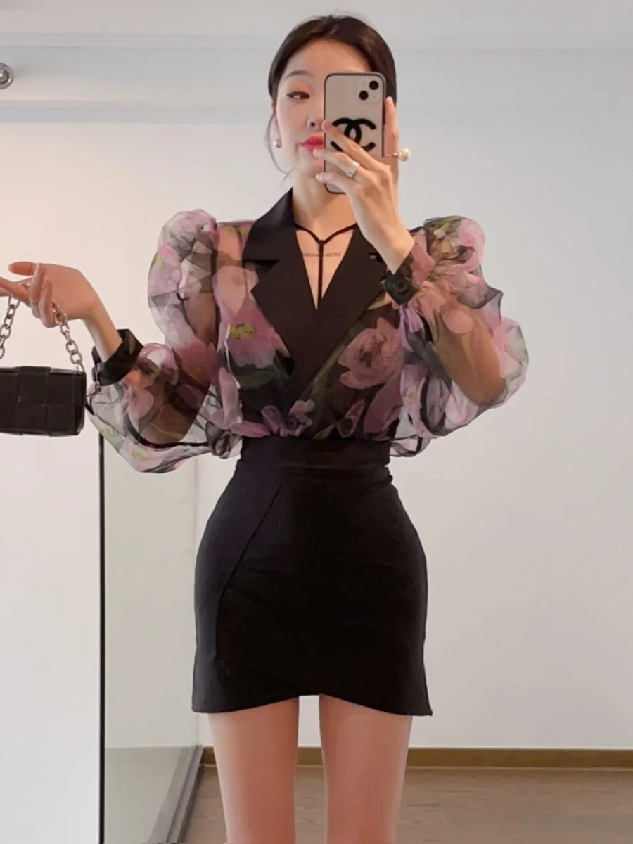 

Легкая мягкая ткань с принтом Summer Faion, защита от солнца Bubble Sve irt, корейский свободный крой Long Sve, женские ...