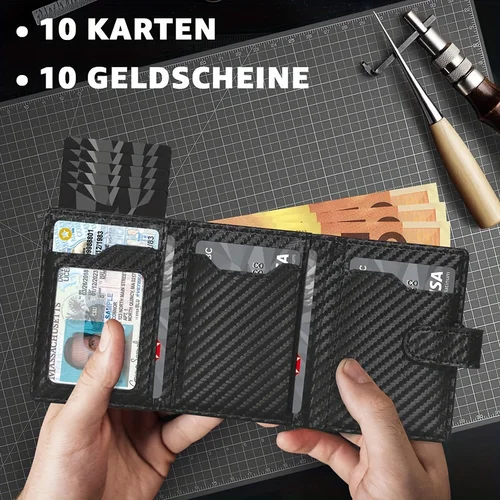 Imagen 1 del producto Cartera para hombre con estuche para monedas Protección RFID Cartera delgada Cartera para tarjetas Tarjetas de crédito pequeñas Cartera para tarjetas de crédito