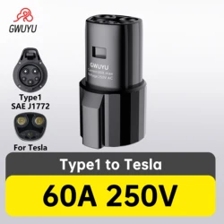 Cabeça de arma ac tipo 1 j1772 para tesla, adaptador de carregamento ev de nova energia, conversor de arma adequado para conversor de carregamento tesla