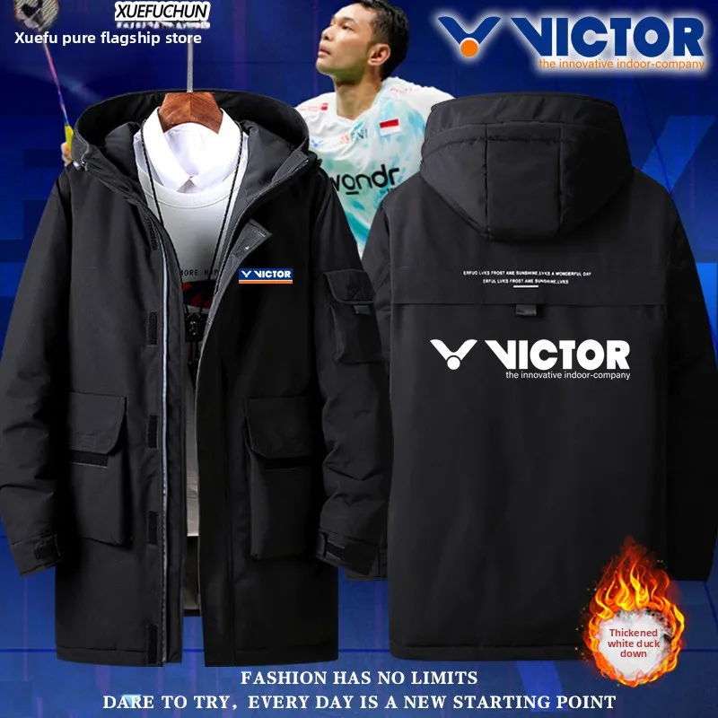 

Victor Badminton Club Sports down Jaet ex Sportswear Polyester Fiber Warm Thiened Long Sve Zipper Closure Coat
