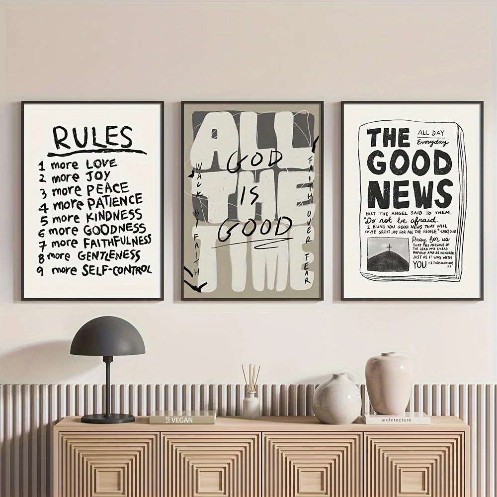 （Noframe 3PCS）-Set of 3 Unframed, Canvas Prints - Unframed Christian Slogan Art Decor Modern Minimalist Poster - Inspiring Go