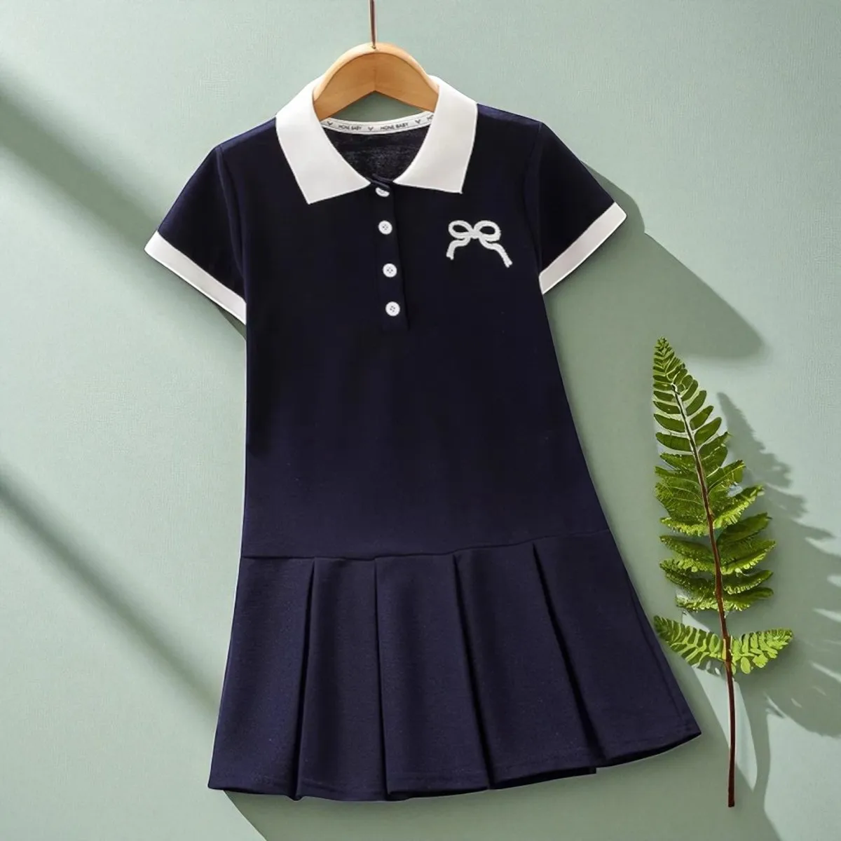 

Summer Baby Girls Preppy Long Dresses Kids Outfits School Uniform Dresses Kids Princess Costumes Short Sleeve 5 7 9 11 13 Years