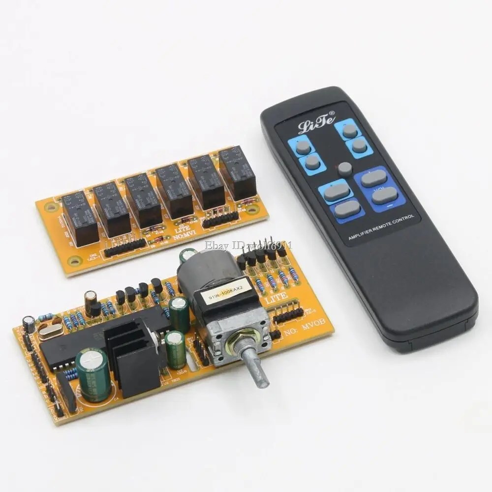 

MV02 HIFI Pre-amp 4 Way Stereo Input Motorized Remote Volume Control Board Kit