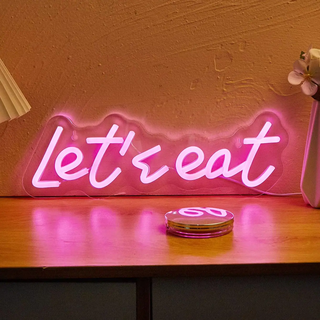 Chi-buy LED Neon Let's eat USB Powered Neon Signs Night Light 3D Wall Art Bedroom Living Room Decor Lamp Signs
