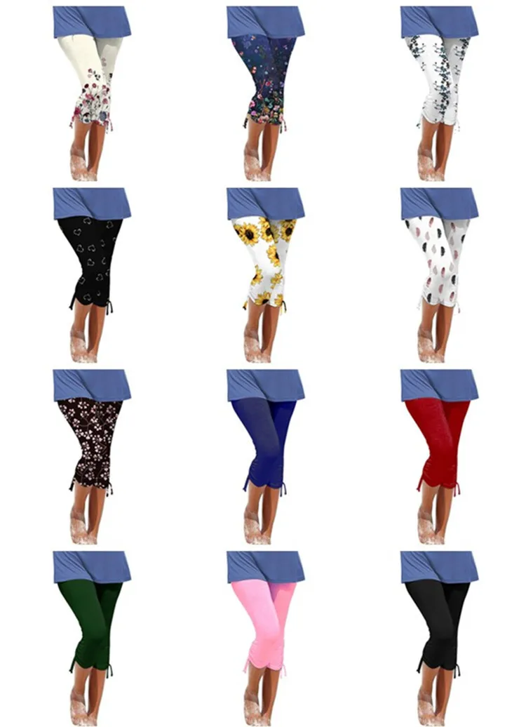 Casual Calf Length Pants Y2k Style Print Slim Pantalones Calça Feminina Summer Vintage Streetwear Leggings Pantolon Clothes