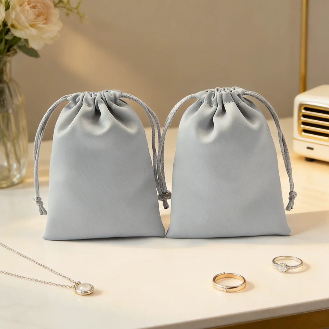 

5 шт. атласных мешочков для украшений с шелковистой поверхностью, идеально подходящих для сережек с цирконами, жемчужных сережек-подвесок и комплектов сережек, идеально подходят для ежедневного хранения.