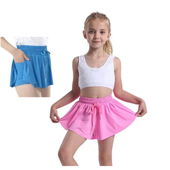 Shorts de borboleta infantil, meninas ginásio atlético correndo motociclista esportes preppy shorts, saia de tênis confortável, verão