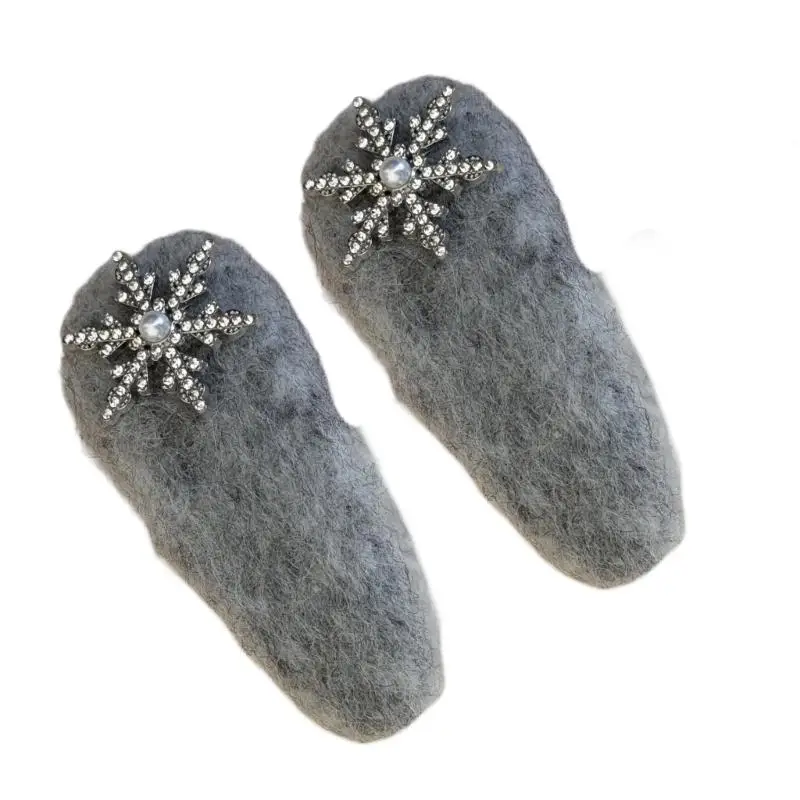 

A52E 2 шт. декоративная заколка для волос в виде снежинки аксессуары для прически зимняя плюшевая заколка