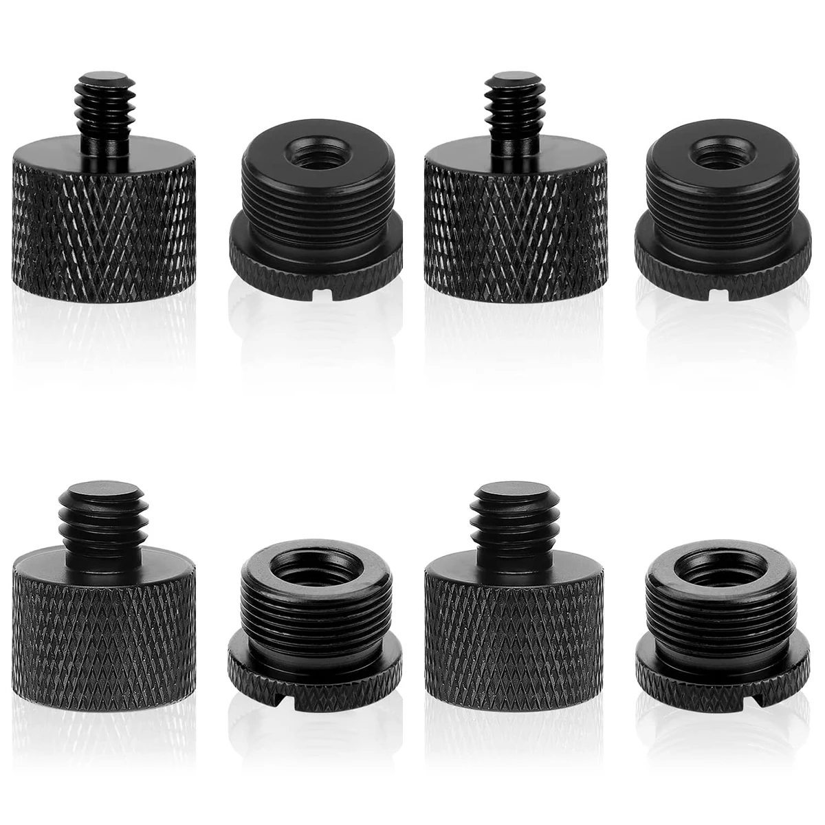 8 pz un set Adattatore filettato supporto microfono Set 1/4,3/8 Maschio a 5/8 Femmina Supporto per microfono Fissaggio Trasferimento adattatore filettatura vite