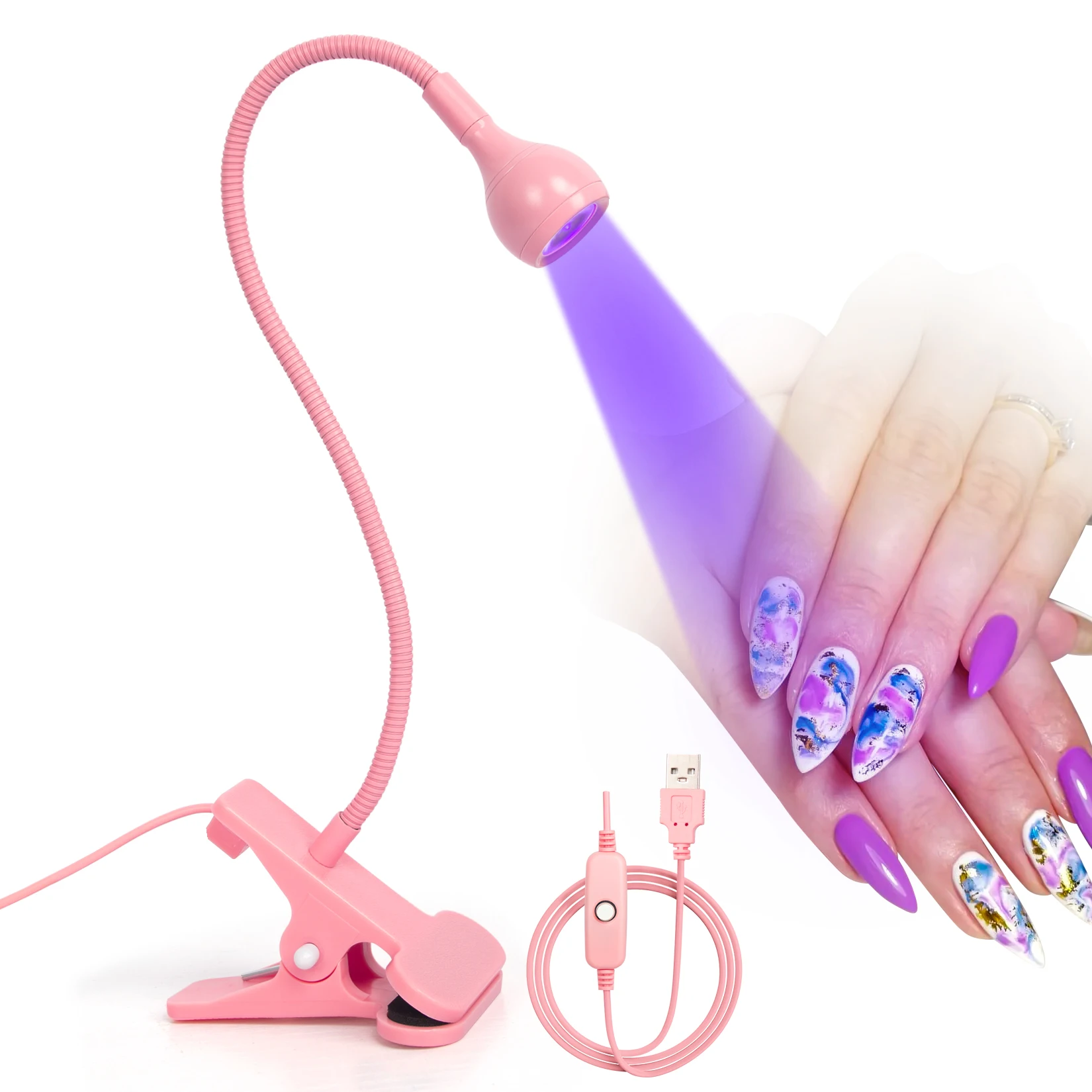 Led Ultraviolet Lights Clip-On tubo di metallo flessibile lampada UV USB Mini Gel UV lampada da tavolo lampada per unghie asciugatrice per Nail Art fai da te