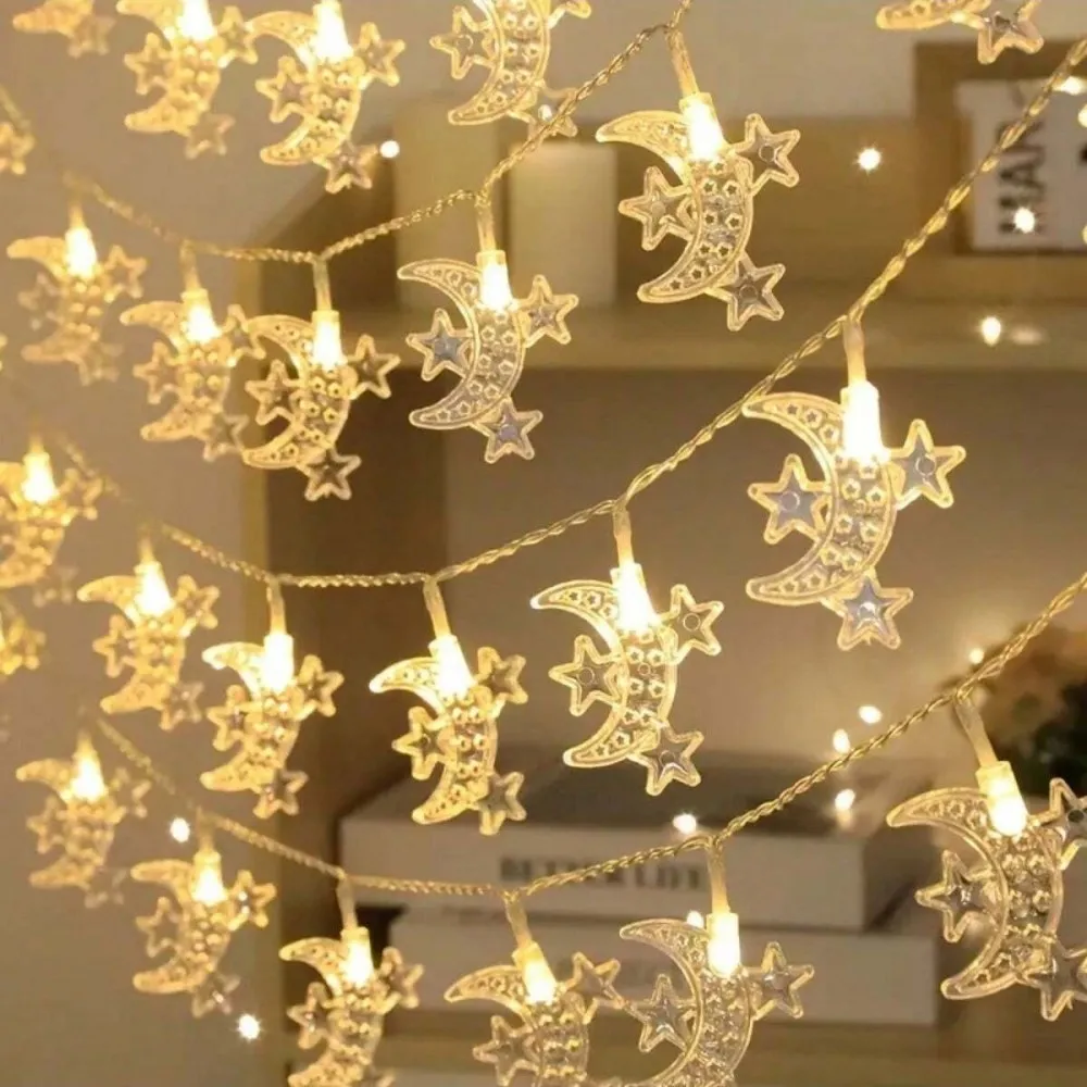 

1 шт. 1,5 м/3 м светодиодный лунный светильник со звездами, питание от батареек типа АА (эксклюзив), используется для украшения комнаты, вечеринки и Рамадана