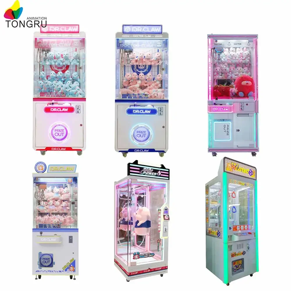 Custom Factory Wholesale Support Samples Coin Operated Doll Prize Crane Machine Toy Plush Grabbing Vending Claw Crane Machine