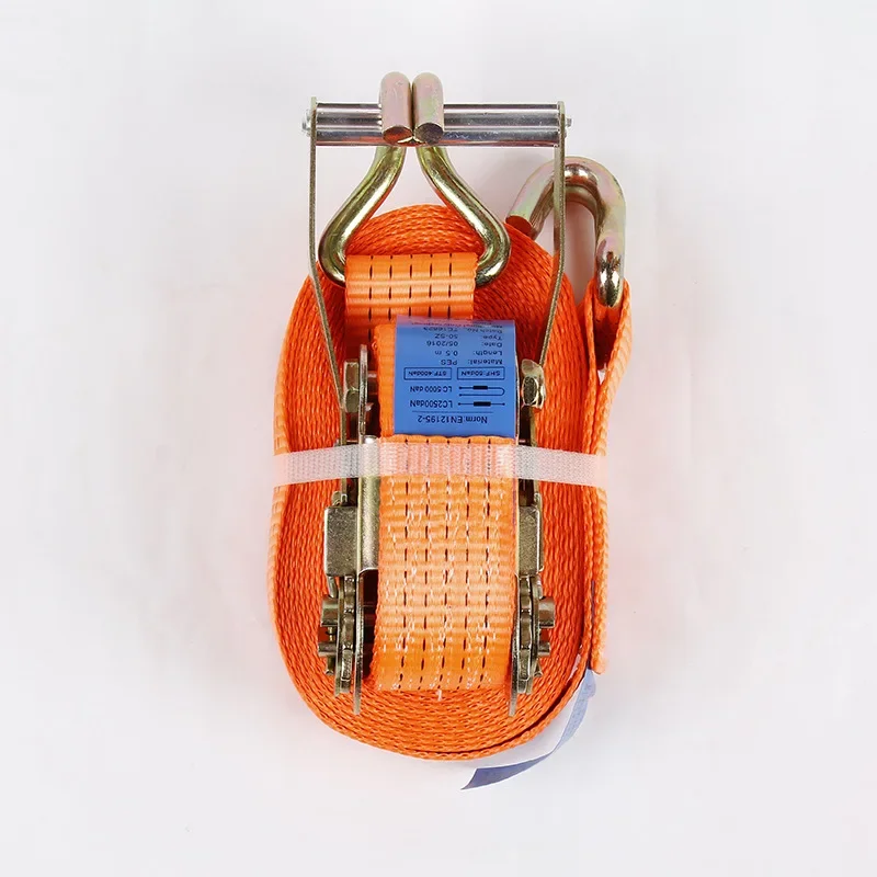 Orange Car Rope Tightener Container Thickened Tensioner Cargo Binding with Polyester Ratchet Tightener