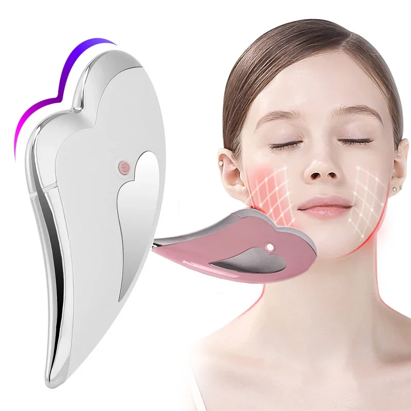 Electric Guasha Facial Massager Microcurrent Face Lift Gua Sha Machine Scraping Massage Tool Anti Aging Wrinkle Remover Slimming