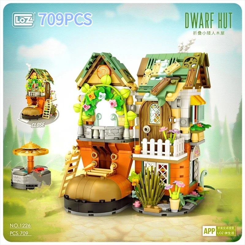 LOZ MINI Blocks Forest Cabin/dwarf Hub Street Views  Pressure relief/Folding/ Building Blocks Toys For Children Gifts