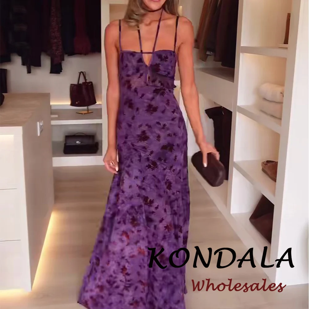 KONDALA Schickes Lila Mode 2026 Abendkleid Plissiertes Ausgeschnittenes Rückenfreies Etuikleid Elegantes Sexy Geburtstagskleid